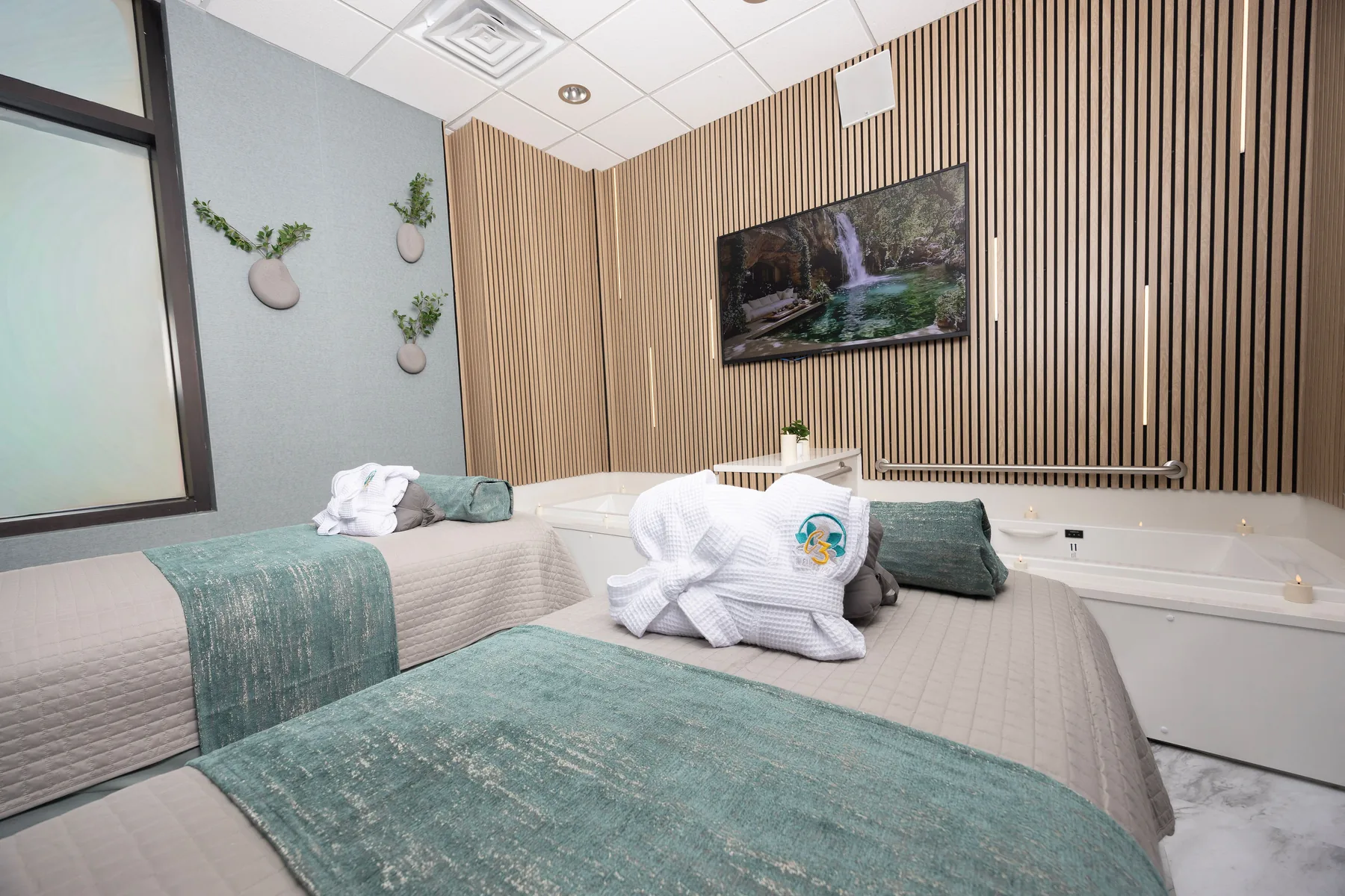 Twin treatment beds at C3 Wellness Spa